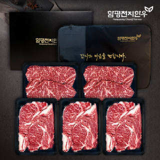 [함평천지한우] 1+/1++등급 한우 프리미엄 선물세트 3호 등심 (등심3팩,채끝2팩 각300g/등급선택)