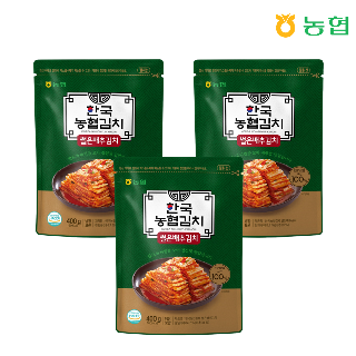[농협식품] 한국농협김치 국내산 100% 썰은배추김치 400g 3개