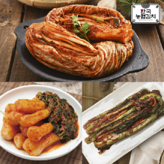 [한국농협김치] 국내산 100% 김치선물세트 포기2kg+총각2kg+갓1kg