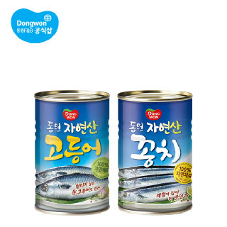동원 자연산 꽁치 통조림 400g 3캔+고등어 400g 3캔