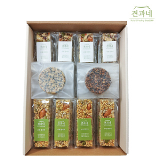 [견과네]수제(견과바 20g12개+현미참깨슬림칩 8g7개+초코슬림칩 8g7개+현미바 23g12개)골지베이지/쇼핑백