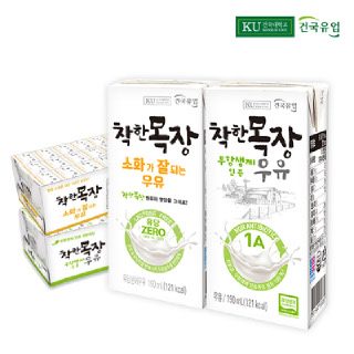 건국유업 착한목장우유 48팩 (무항생제24팩+소화가잘되는24팩)