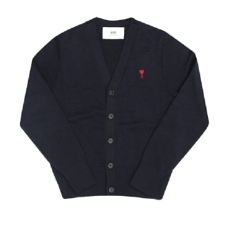 아미 FKC374 001 414 스몰 하트 로고 브이넥 여성 가디건