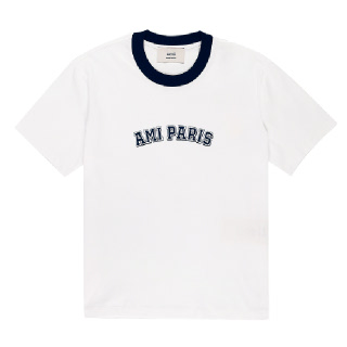 아미 UTS047 724 100 로고 프린트 콘트라스트 공용 반팔티