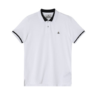 비비안웨스트우드 2H01000I J0009 A401 ORB 로고 자수 클래식 스트라이프 칼라 폴로 남성 반팔티