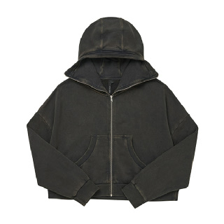 엔타이어스튜디오 ES2106WB (FULL ZIP WASHED BLACK) 헤비 공용 후드집업