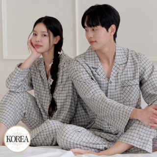 여성 남성 커플 홈웨어 잠옷 세트 M2162_6162 M모노체크