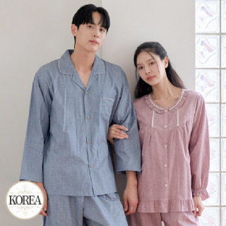 잠옷 세트 커플 여성 남성 홈웨어 M2152_6152 M포인테