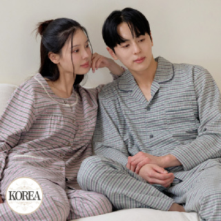 잠옷 세트 여성 남성 커플 홈웨어 M2161_6161 M오버체크
