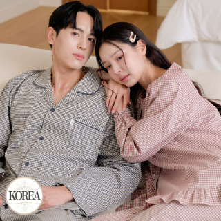 커플 잠옷 세트 여성 남성 홈웨어 M와플 M2159_6159