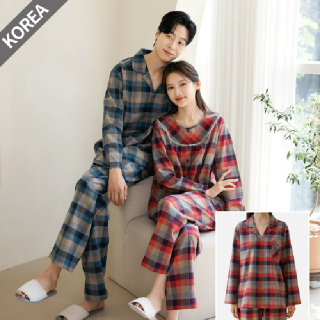 M1884_5884 따뜻한 기모 잠옷 커플 남성 여자 면 파자마 95호 100호 105호