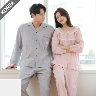 M1774 커플 여자 남성 면 잠옷 투피스 파자마 V넥 95호 100호 105호