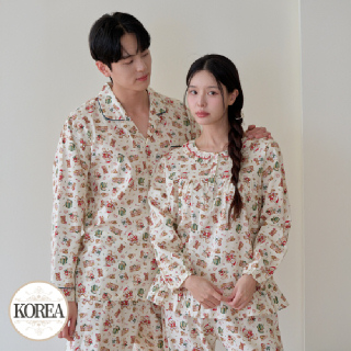 여성 남성 커플 세트 홈웨어 잠옷 M2165_6165 M보떼베어