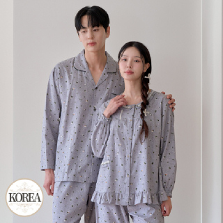 여성 남성 커플 세트 홈웨어 잠옷 M2156_6156 M겨울숲