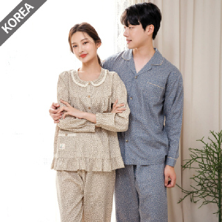M1877_5877 커플 면 잠옷 남성 여성 투피스 파자마 95호 100호 105호