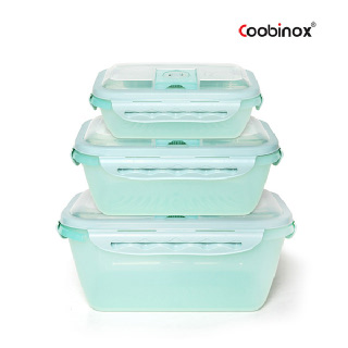 [쿠비녹스] 프리백 진공 밀폐용기 직사각 3종3호 CO-58-33(0.8L 1ea/1.7L 1ea/3.2L 1ea/그린컬러)