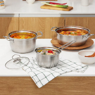 [키친플래그] 스테인레스 304 냄비 3종 세트(손잡이 박스)