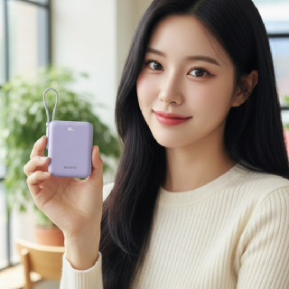 [바우아토] 가벼운 기내반입 포켓팝 보조배터리 10000mAh 미니 대용량 보조배터리 휴대용 충전기