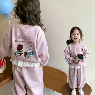 멍멍토끼 여아동 긴팔 조거 상하복 세트 206042