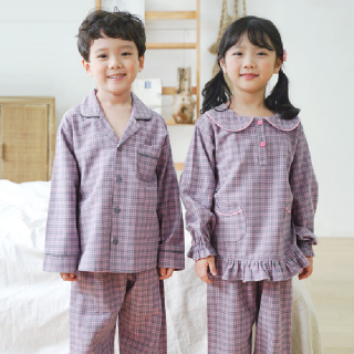 유아 여아 잠옷 남아 겨울 실내복 주니어 체크 파자마 포인트2(선염순면)