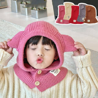 투버튼베어 아동 모자 넥워머 니트 바라클라바 205545