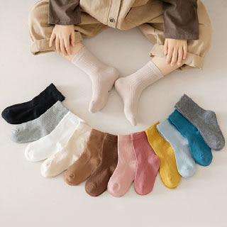 7DAYS 남아여아 골지 단색 중목 양말 4켤레세트205978