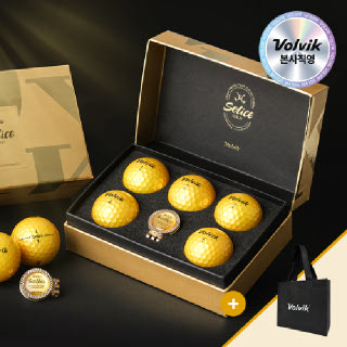 [본사직영] 볼빅 뉴 솔리체 골드에디션 골프공 5구+골드볼마커 선물세트 (쇼핑백증정)