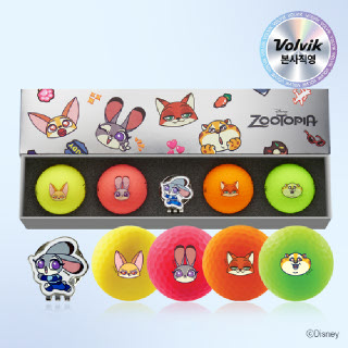 [본사직영] 볼빅 VIVID SOFT 디즈니 주토피아 3피스 골프공 4구 볼마커세트