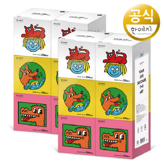 한예지 키스해링 KIDS MINI 천연펄프 미용티슈 230매 6입 2팩