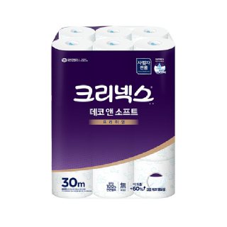 크리넥스 데코앤소프트 3겹 두루마리 화장지 30m 24롤 1팩