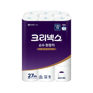 크리넥스 순수3겹 화장지 27m 24롤 1팩 두루마리 휴지