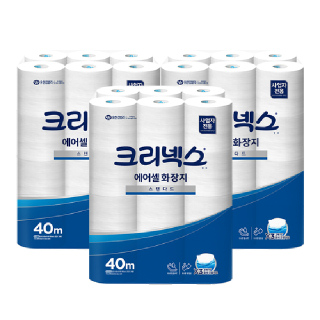 크리넥스 물에 잘 녹는 에어셀 화장지 40m 24롤x3팩 두루마리 휴지 45086