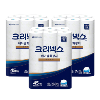 크리넥스 물에 잘 녹는 에어셀 프리미엄 화장지 45m 24롤x3팩 두루마리 휴지