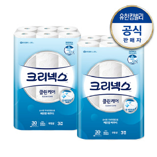 [크리넥스] 3겹 클린케어 [25M-30롤]X2팩