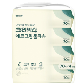[바로바로팜] 크리넥스에코그린물티슈70매*4입
