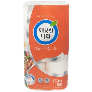 [바로바로팜] 깨끗한나라 데일리키친타올 150매*8롤
