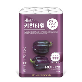 한예지 안심 천연펄프 키친타올 130매 12롤 1팩