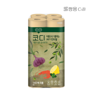 [쌍용씨앤비] 코디 아름드리 기름먹는 UKP 키친타올 140매 8롤 1팩