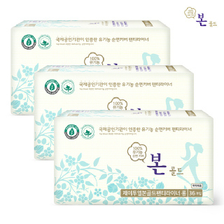 유기농본 골드 유기농 순면 한국제조 롱 팬티라이너 36p x 3개