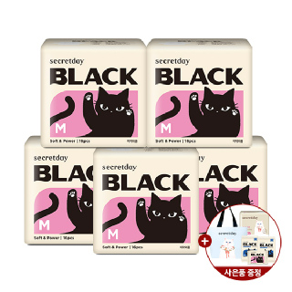 [전고객사은품] 시크릿데이 생리대 블랙 중형 16PX5팩 외 소형/대형/라이너/입는생리대