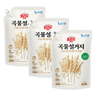  [애경] 트리오 곡물 설거지 우리밀 1.2L 파우치 x 3개 