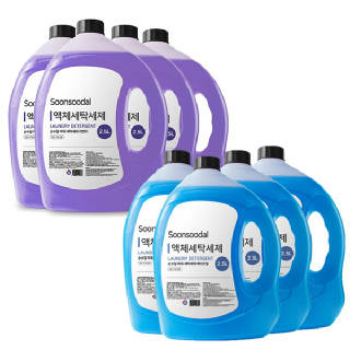 [순수달] 파워 세탁세제 라벤더 에이프릴 2.5L 4개 온가족 액체 중성 대용량 드럼 일반 세탁기