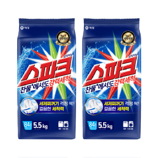 [애경] 스파크 오리지날 세탁세제 리필 (5.5kg) x 2개  일반/드럼 겸용 가루세탁세제 찬물빨래
