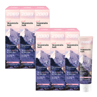  [애경] 2080 퓨어 마운틴 솔트 치약 핑크민트향 120g x 6개   잇몸 불소 미백 구취 치석 입냄새제거  