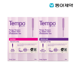[동아제약] 템포 탐폰 오리지널 슈퍼/레귤러 20p*3개 + 증정)입는오버나이트 3p