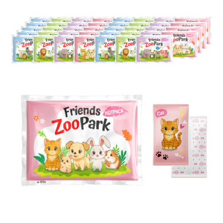 [프렌즈핫팩] KC인증 칼라 포켓 미니 35g 40개 세트 어린이 핫팩(양면인쇄특허출원, 귀여운 동물친구들 디자인)