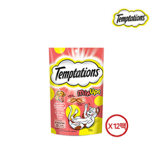 [마즈] 템테이션 고양이 간식 닭고기, 연어와체다치즈맛 75g 12팩