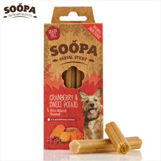 [SOOPA] 수파 그레인프리 100%식물성 건강한 야채 덴탈 스틱 크랜베리&고구마 100g