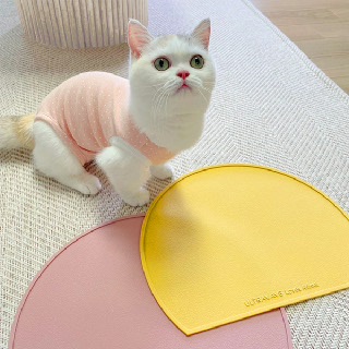 [울트라웨이브] 강아지 고양이 방수 논슬립 식기매트(깔개냥 반원)