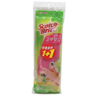 3M 황토숯 고무장갑 (중) 1+1